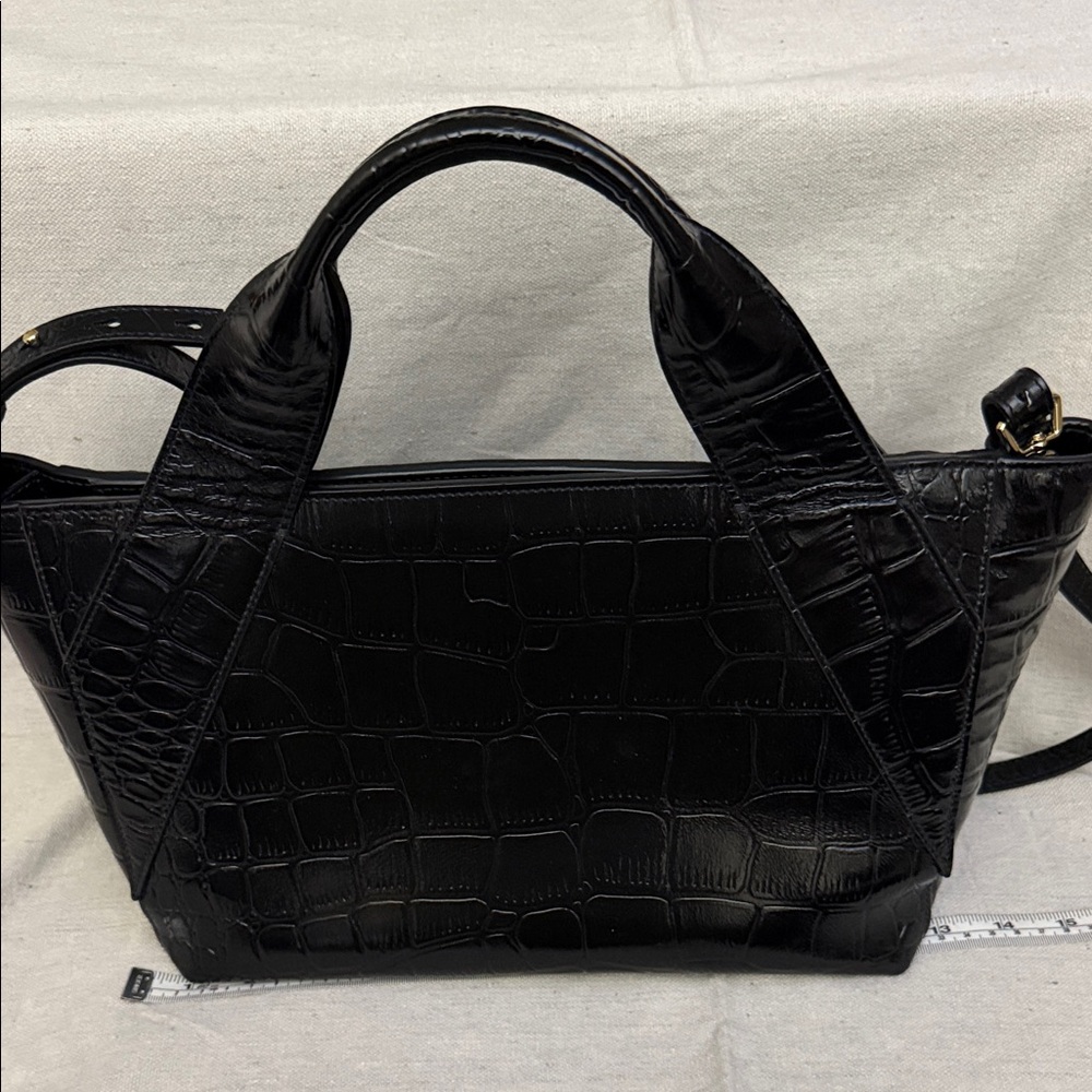 ANINE BING Black Croc-Embossed Satchel with Top Handles - Picture 5 of 14